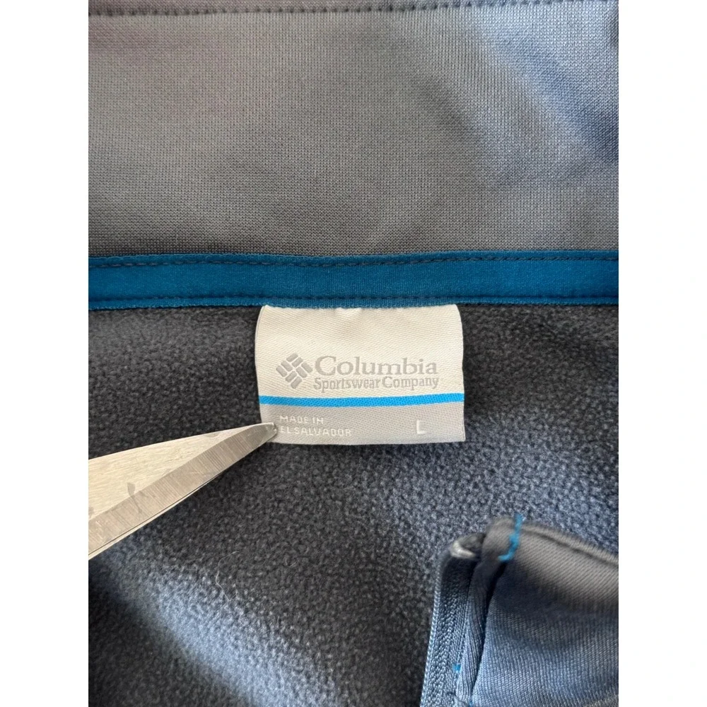 Columbia Mens Large Quarter Zip Fleece Pullover Blue Grey Heathered Sportswear